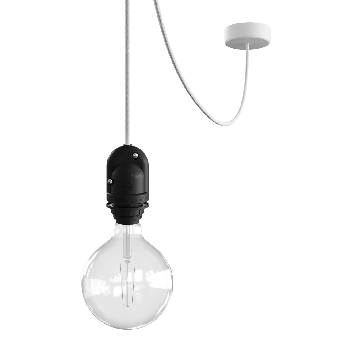 EIVA Buiten hanglamp voor lampenkap met 5m textiel kabel, decenter, roos en waterdichte fitting IP65