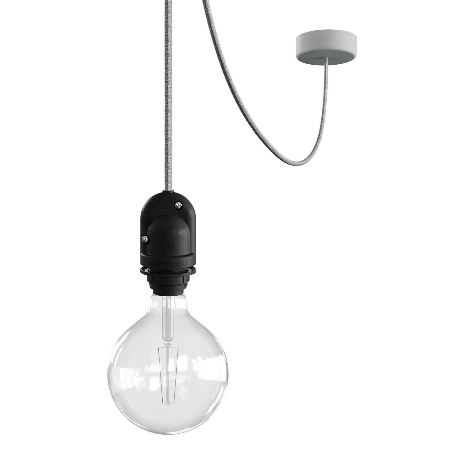 EIVA Buiten hanglamp voor lampenkap met 5m textiel kabel, decenter, roos en waterdichte fitting IP65