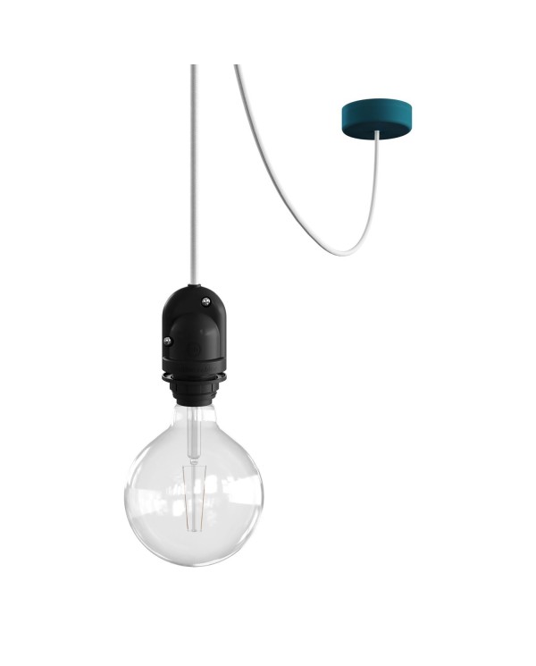 EIVA Buiten hanglamp voor lampenkap met 5m textiel kabel, decenter, roos en waterdichte fitting IP65