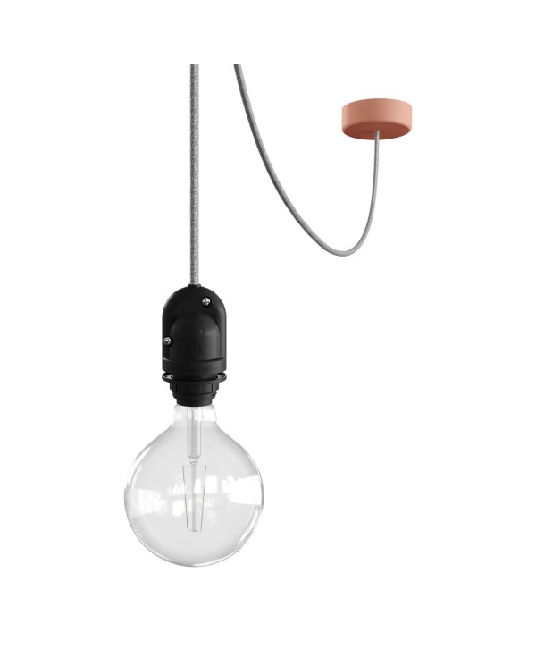 EIVA Suspension d'extérieur pour abat-jour avec 5m câble textile, décentreur, rosace et douille étanche IP65