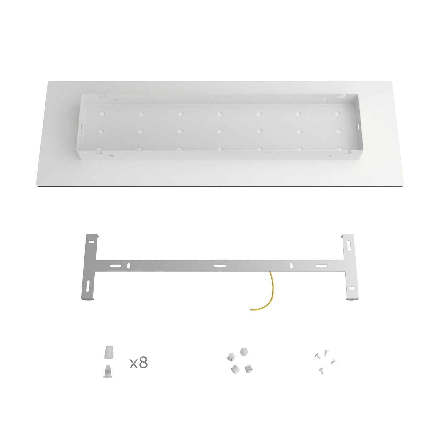 XXL rechthoekige 8-gats Rose-One plafondkap-kit, afmetingen 675 x 225 mm