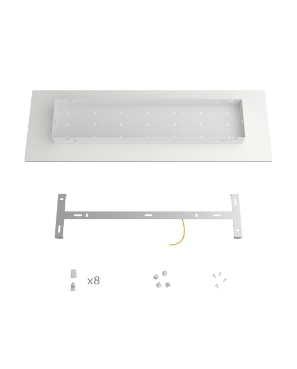 XXL rechthoekige 8-gats Rose-One plafondkap-kit, afmetingen 675 x 225 mm