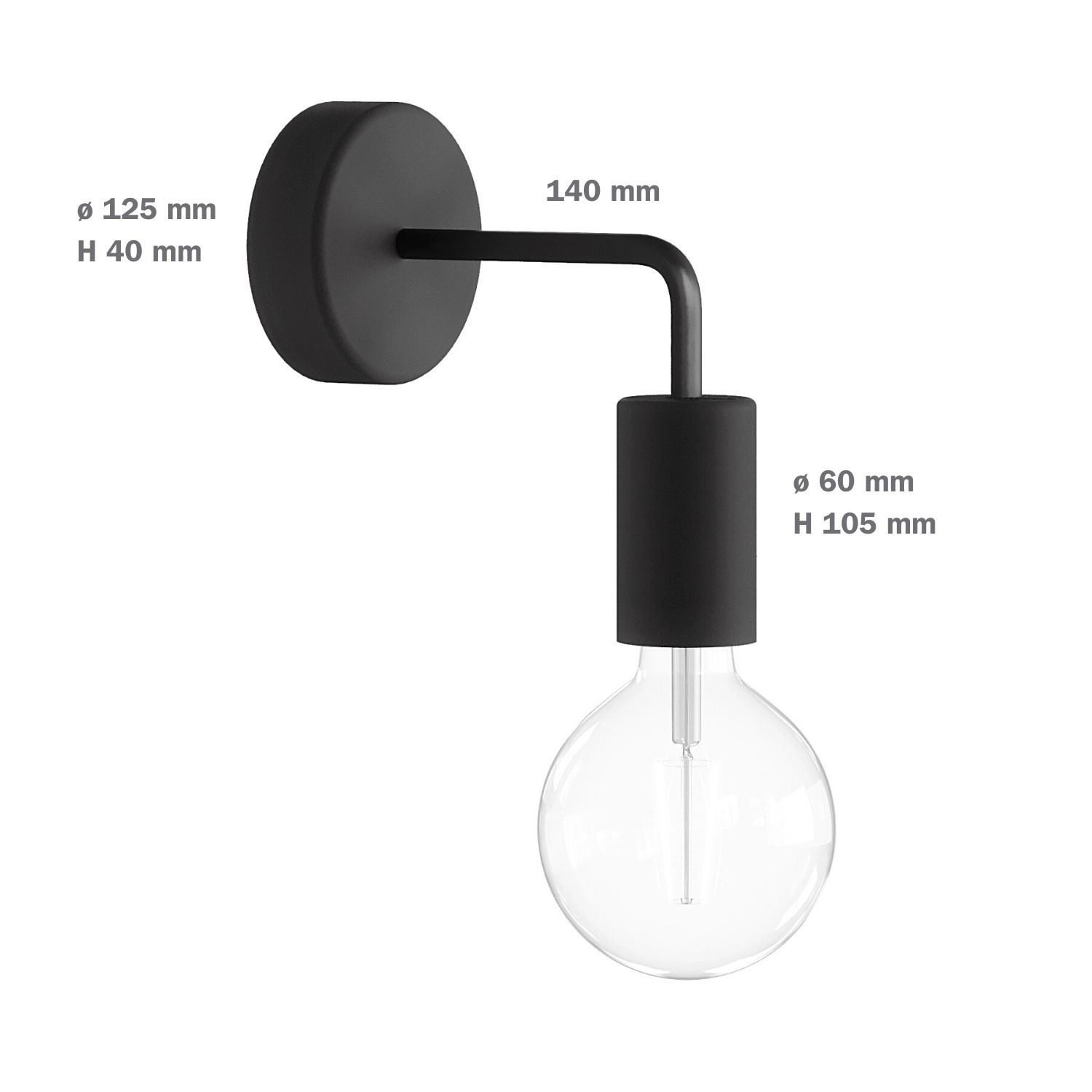 Fermaluce EIVA ELEGANT met L-vormige arm, rozet en waterproof IP65 fitting