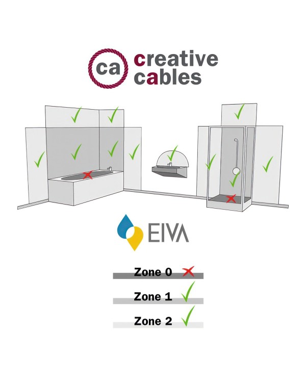 Fermaluce EIVA avec extension courbée, abat-jour Swing et douille IP65 waterproof