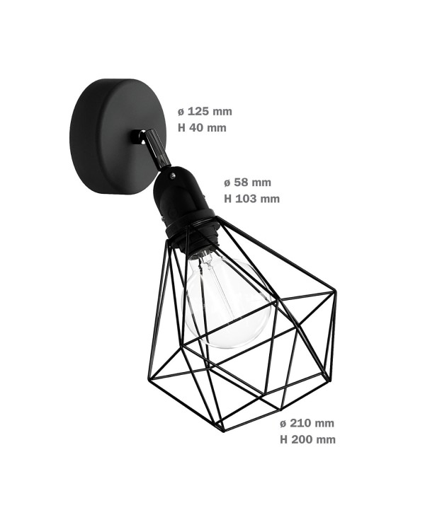 Fermaluce EIVA avec abat-jour Diamond, articulation orientable et douille IP65 waterproof