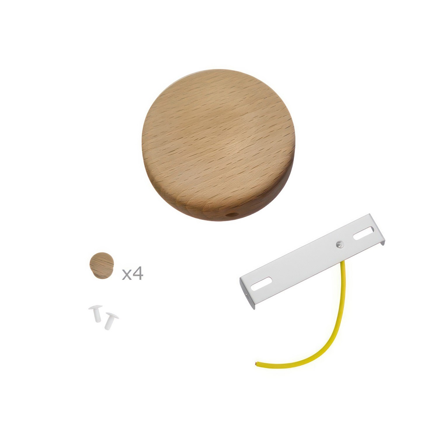 Kit Mini rosace cylindrique en bois avec 4 trous latéraux (boîte de dérivation)