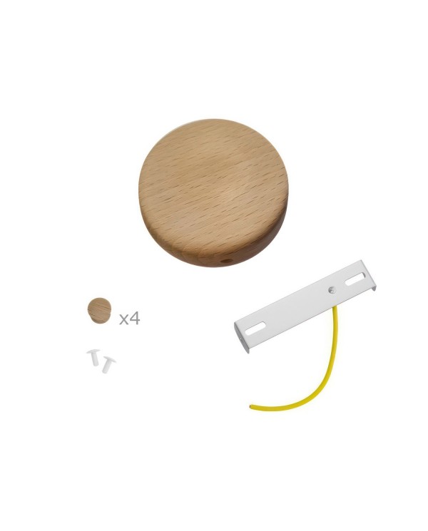 Kit Mini rosace cylindrique en bois avec 4 trous latéraux (boîte de dérivation)