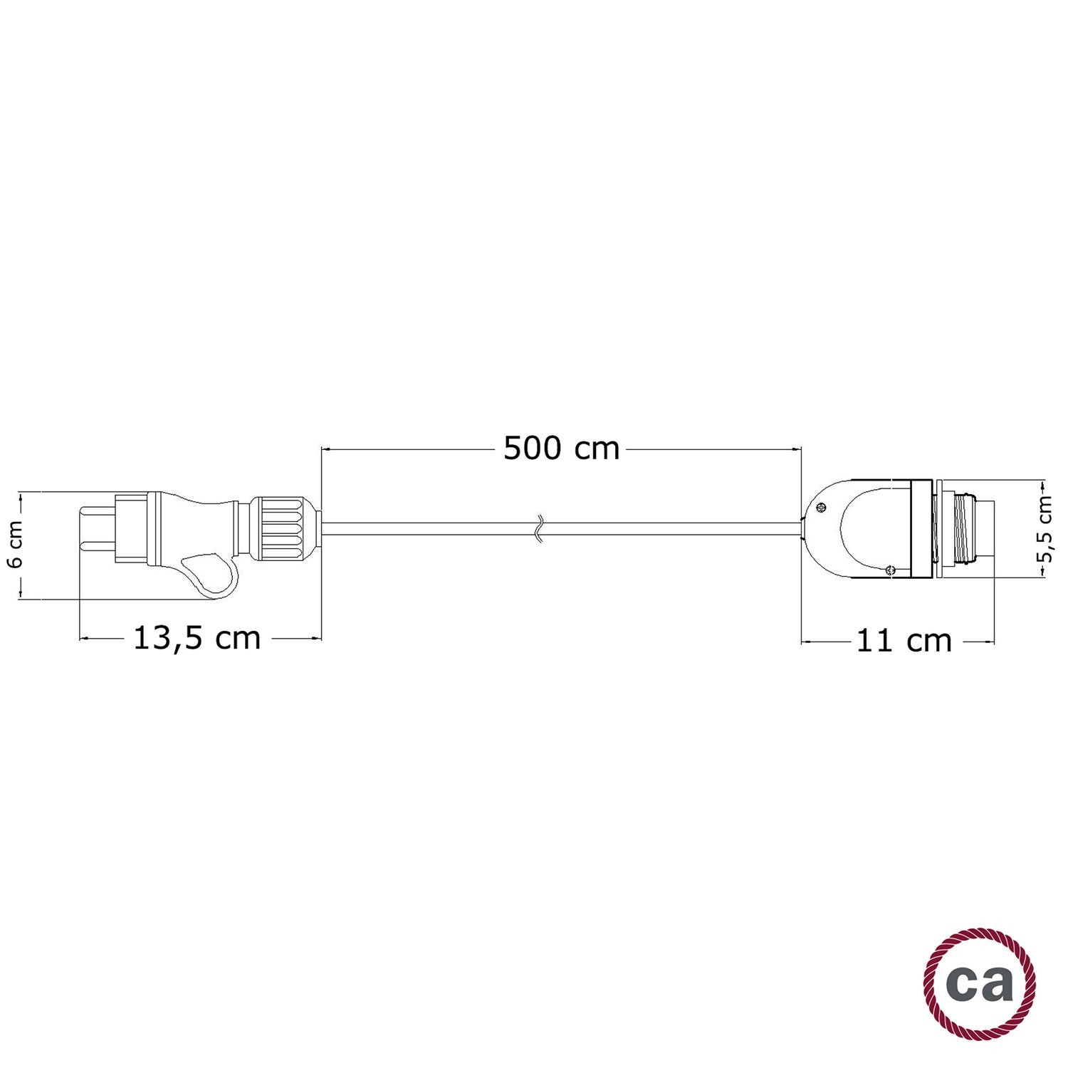 Snake Eiva, draagbare buitenlamp, 5 m strijkijzersnoer, IP65 waterdichte fitting en stekker