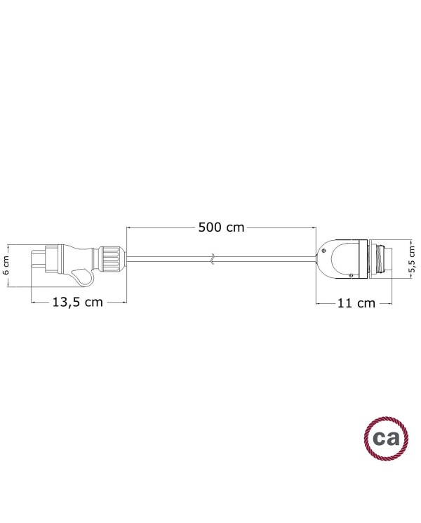 Snake Eiva, draagbare buitenlamp, 5 m strijkijzersnoer, IP65 waterdichte fitting en stekker