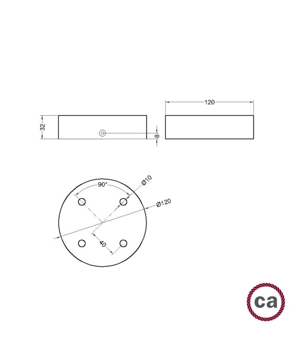 Kit rosace cylindrique en bois à 4 trous