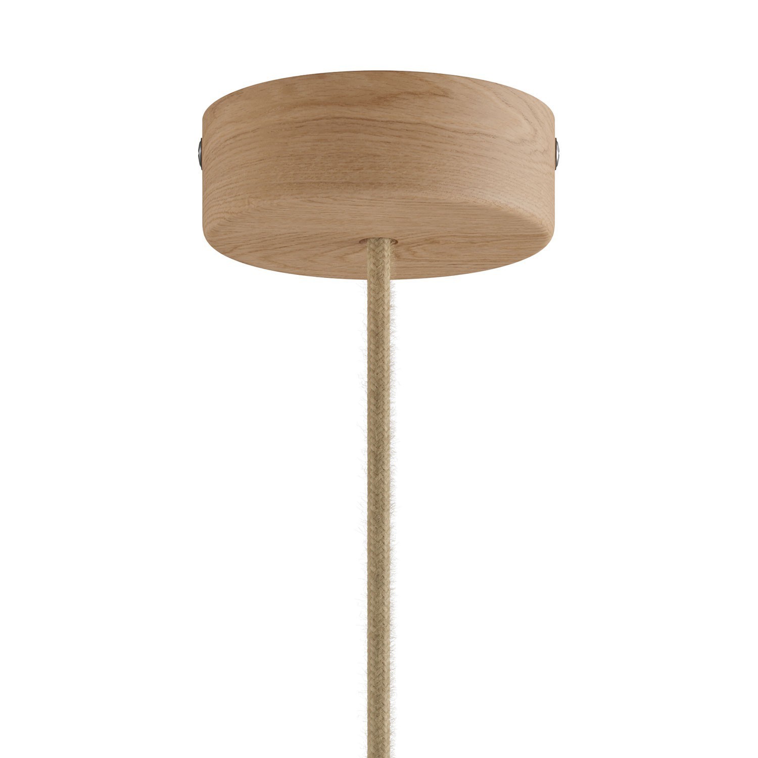 Lampe à suspension Made in Italy avec câble textile et abat-jour Tub-E14 en bois