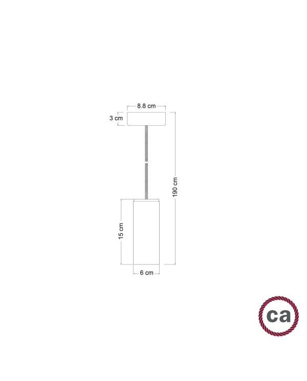 Hanglamp compleet met strijkijzersnoer en Tub-E14 houten kap