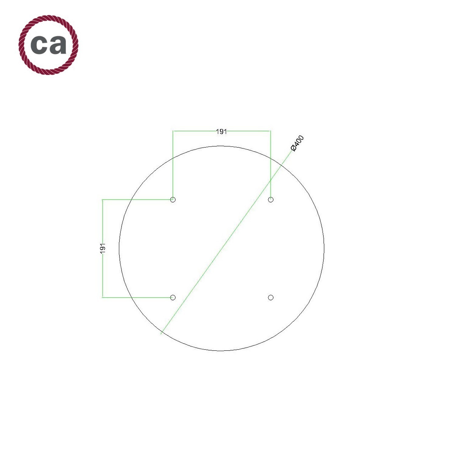 Rosace XXL Rose-One rond de 400 mm de diamètre avec 4 trous et 4 trous latéraux - PROMO