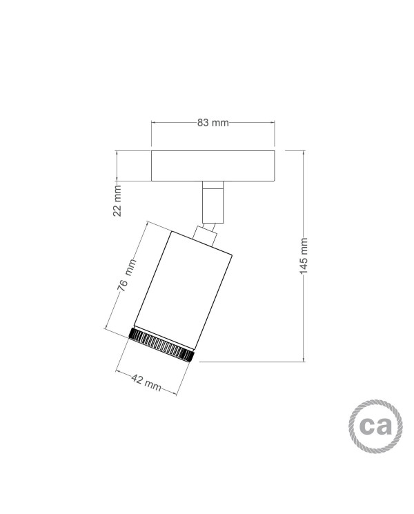 Verlichtingsfitting Mini lamp GU1d0, verstelbare wand- of plafondlamp