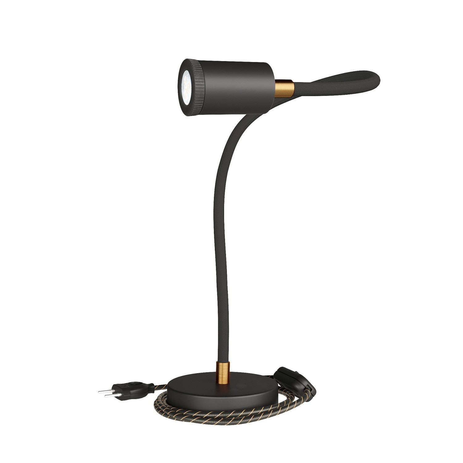 Table Flex GU1d0 lampe de table articulée avec mini spot LED et prise bipolaire