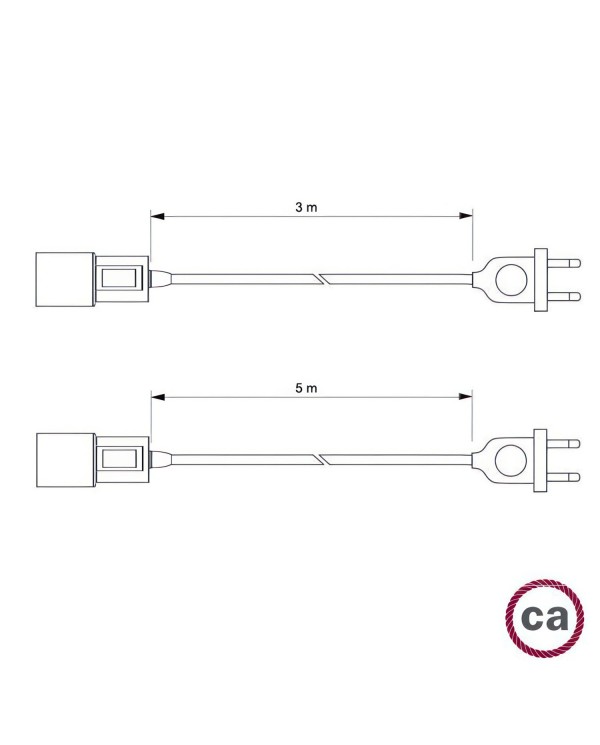 Snake Twisted - Lampe plug-in avec câble textile tressé