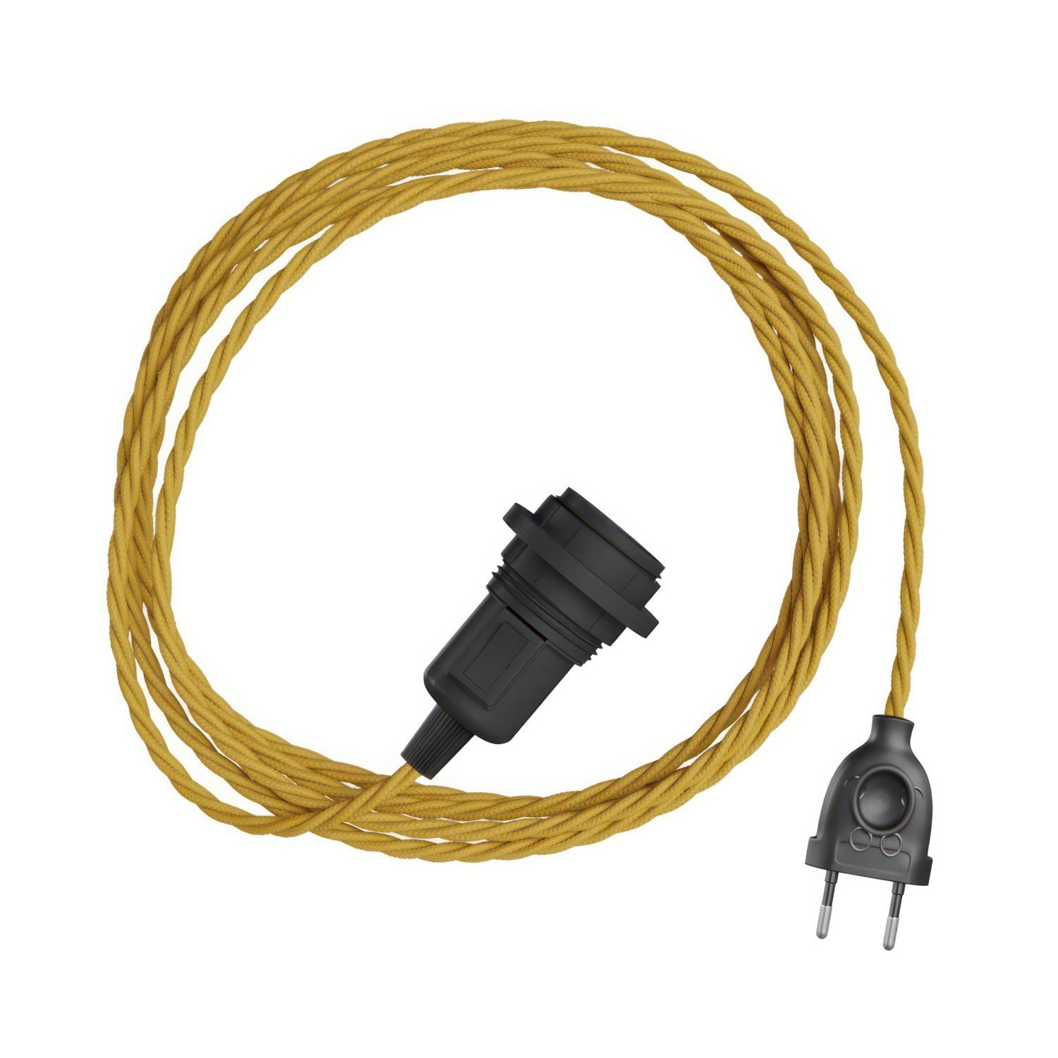 Snake Twisted Plug-in lamp met gedraaide textielkabel incl. lamphouder voor lampenkap