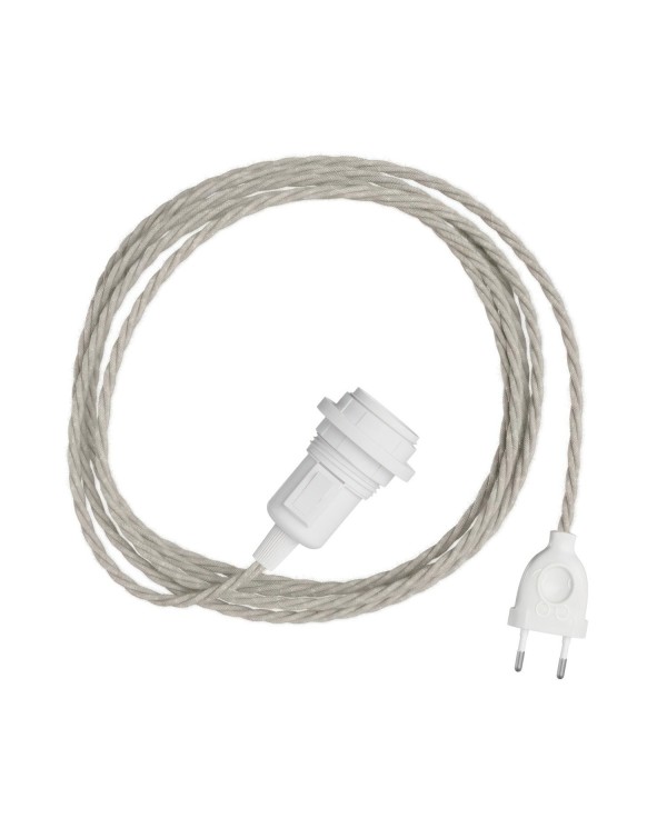 Snake Twisted Plug-in lamp met gedraaide textielkabel incl. lamphouder voor lampenkap