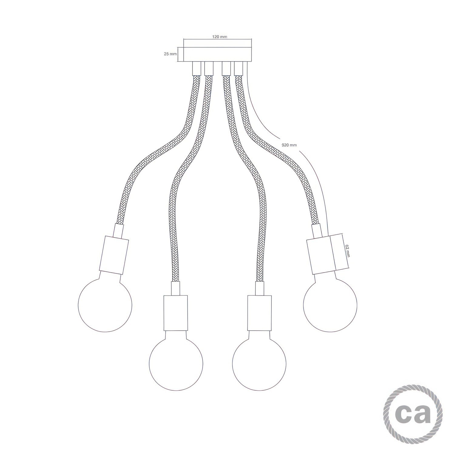 Creative Flex 90 cm plafondlamp met LED ST64 gloeilamp