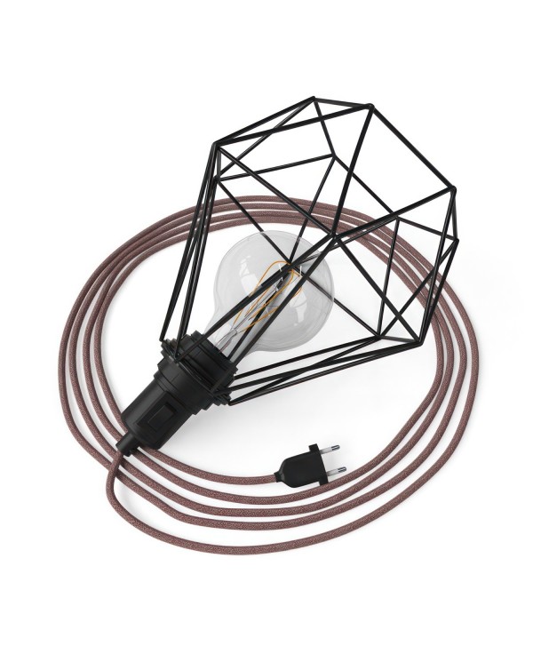 Table Snake - Plug-in lamp with cage Diamond lampshade and 2 pole plug