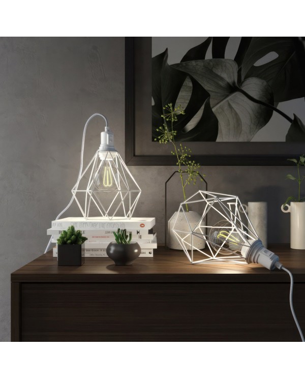 Table Snake - Plug-in lamp with cage Diamond lampshade and 2 pole plug