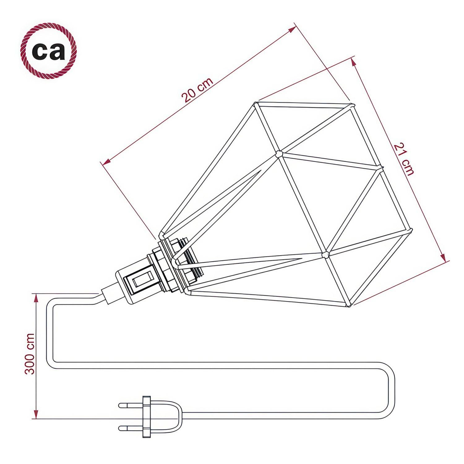 Table Snake - Lampe plug-in avec douille et cage Diamond