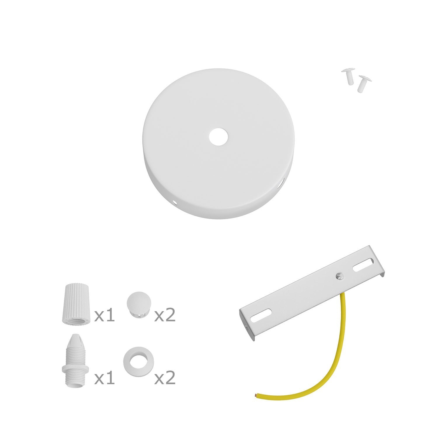 Kit Mini rosace cylindrique en métal avec 1 trou central et 2 trous latéraux