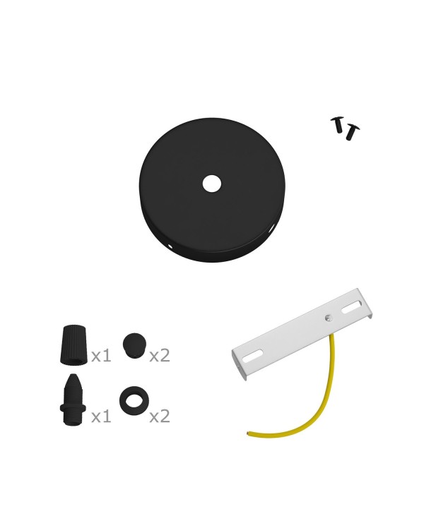 Kit Mini rosace cylindrique en métal avec 1 trou central et 2 trous latéraux