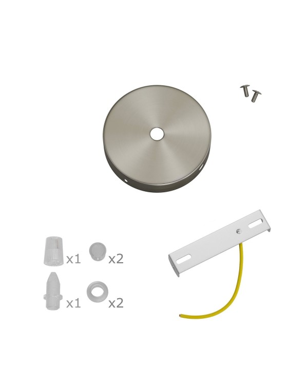 Kit Mini rosace cylindrique en métal avec 1 trou central et 2 trous latéraux