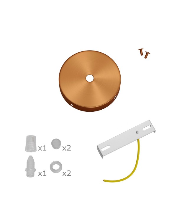 Kit Mini rosace cylindrique en métal avec 1 trou central et 2 trous latéraux