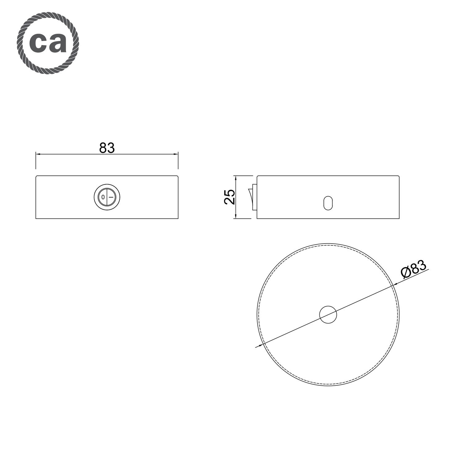 Kit mini rosace cylindrique en métal avec interrupteur