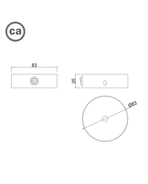 Kit mini rosace cylindrique en métal avec interrupteur