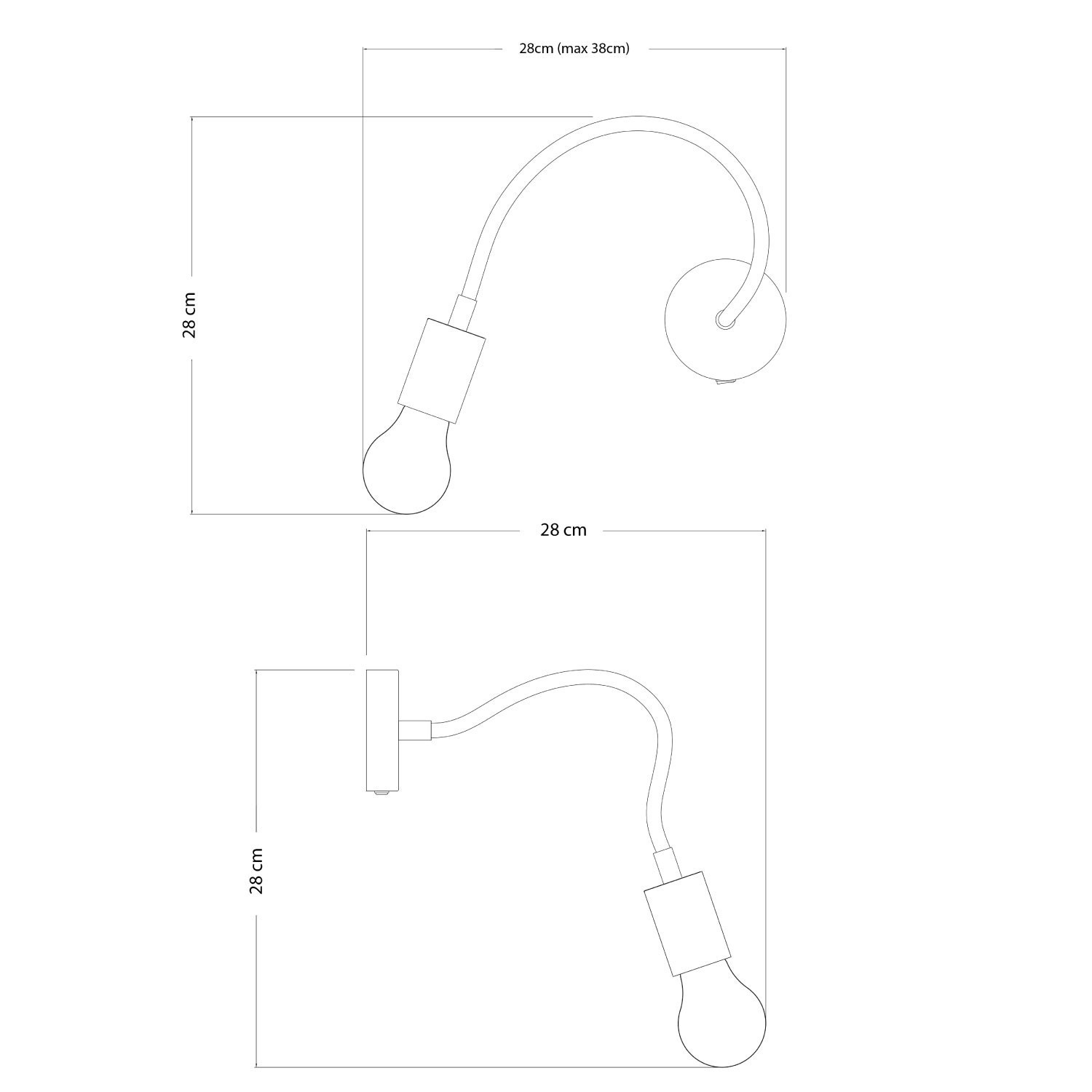 Lampe Fermaluce Flex 30 avec mini rosace, interrupteur et mini spot GU1d0