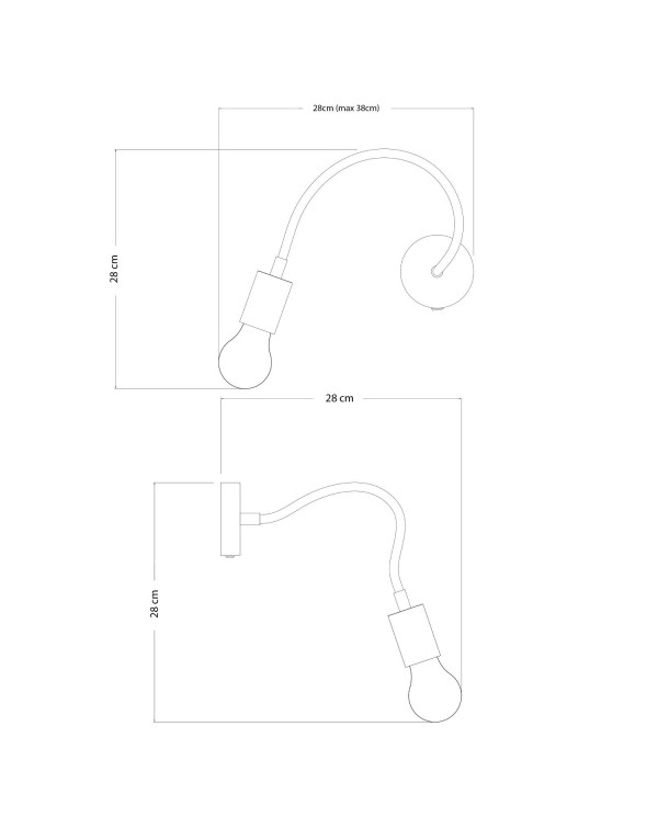 Lampe Fermaluce Flex 30 avec mini rosace, interrupteur et mini spot GU1d0