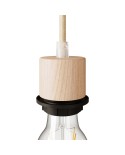 Kit douille E27 filetée cylindrique en bois avec serre-câble pour abat-jour