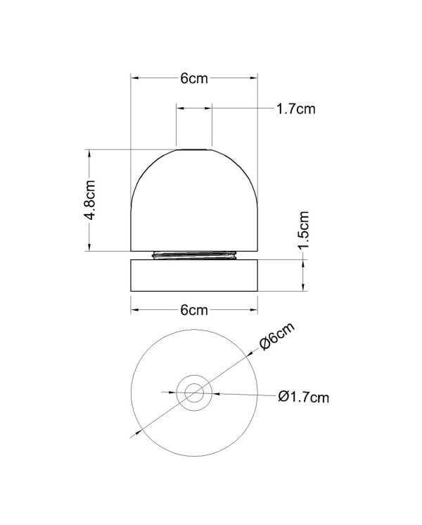 Houten E27 halfronde lamphouder met schroefdraad met verborgen kabelklem en huls voor lampenkap