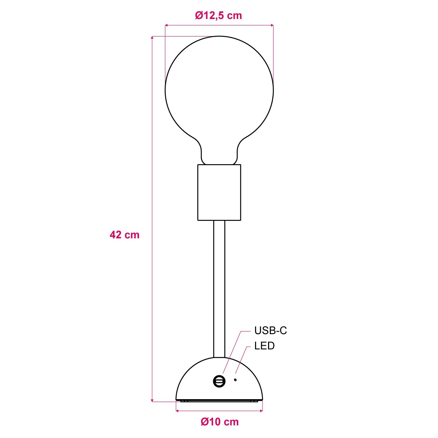 Draagbare en oplaadbare Cables02 Lamp met G125 Globe gloeilamp