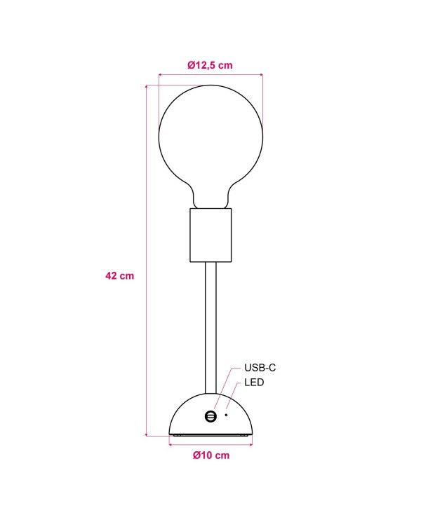 Draagbare en oplaadbare Cables02 Lamp met G125 Globe gloeilamp