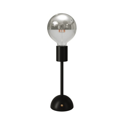 Lampe portative et rechargeable Cabless02 avec ampoule globo demi-sphère argentée