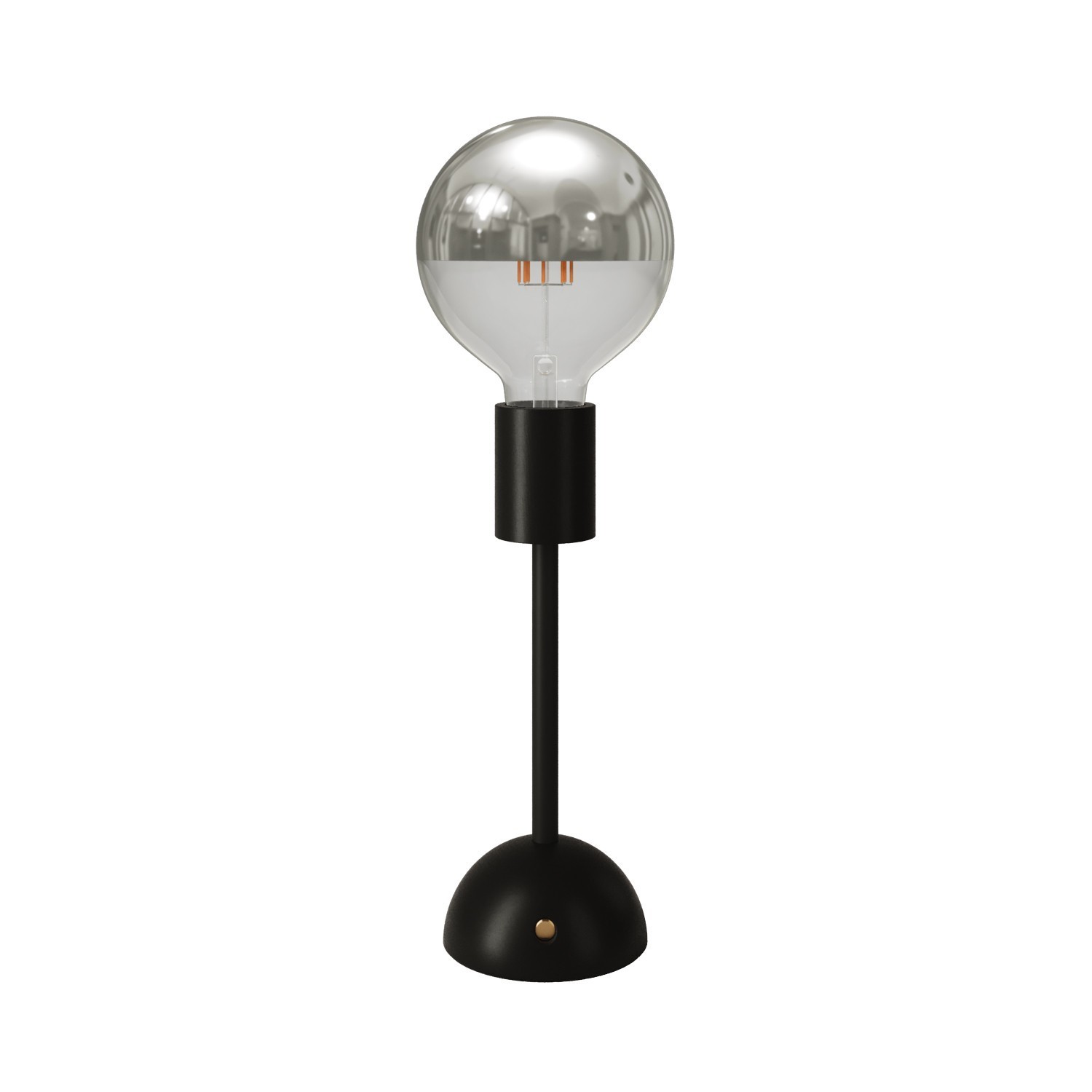 Lampe portative et rechargeable Cabless02 avec ampoule globo demi-sphère argentée