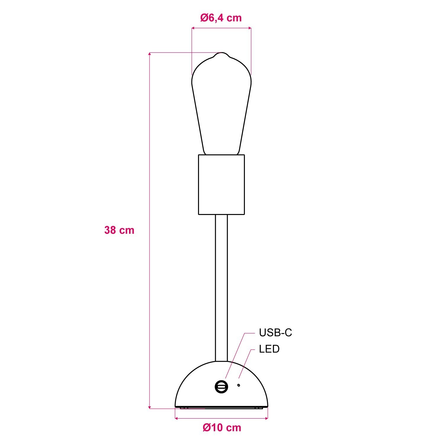 Lampe portative et rechargeable Cabless02 avec ampoule globo Edison dorée