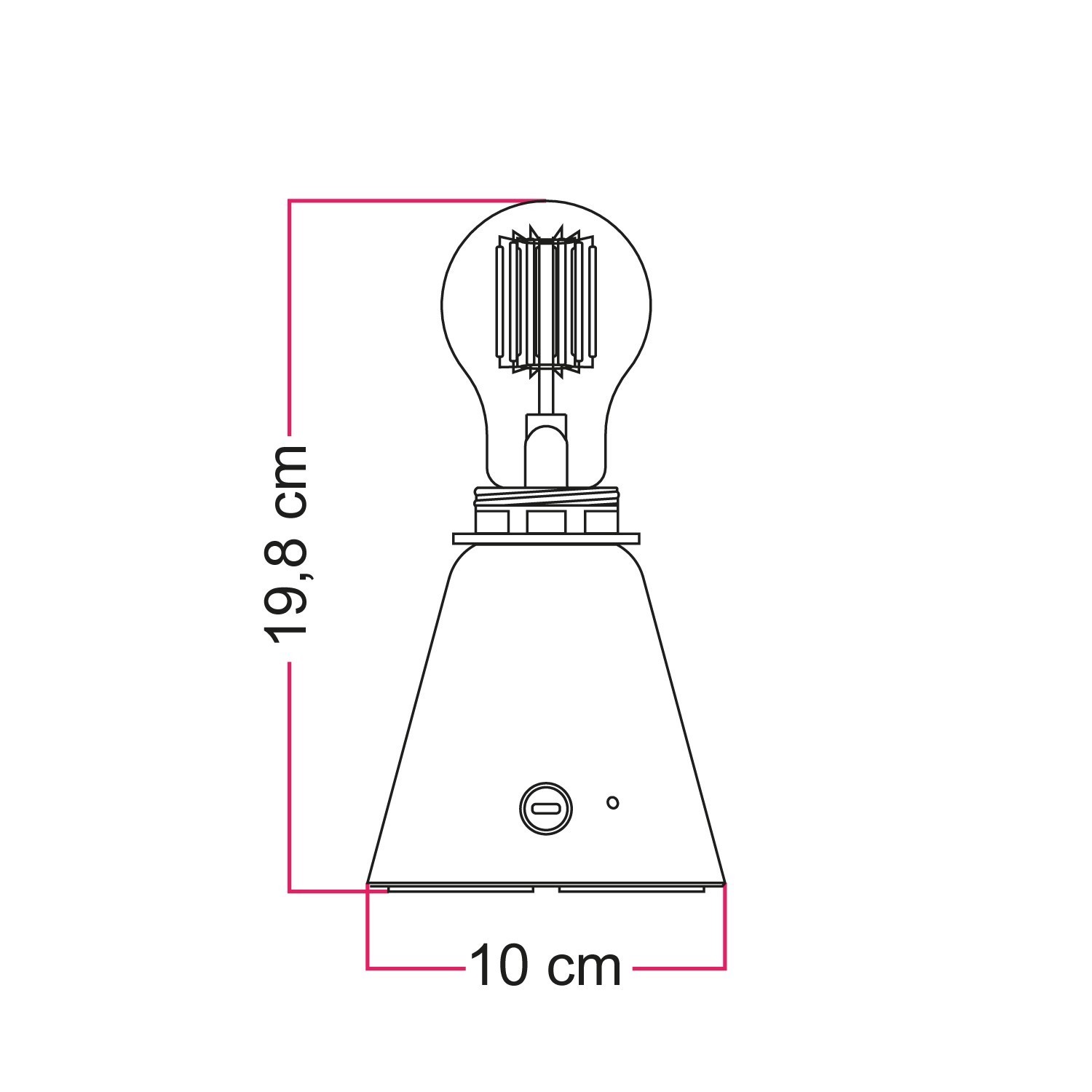 Lampe portative et rechargeable Cabless11 avec ampoule goutte d'eau et emplacement pour abat-jour