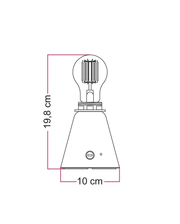 Draagbare en oplaadbare Cables11 lamp met druppel lampbol geschikt voor lampenkap