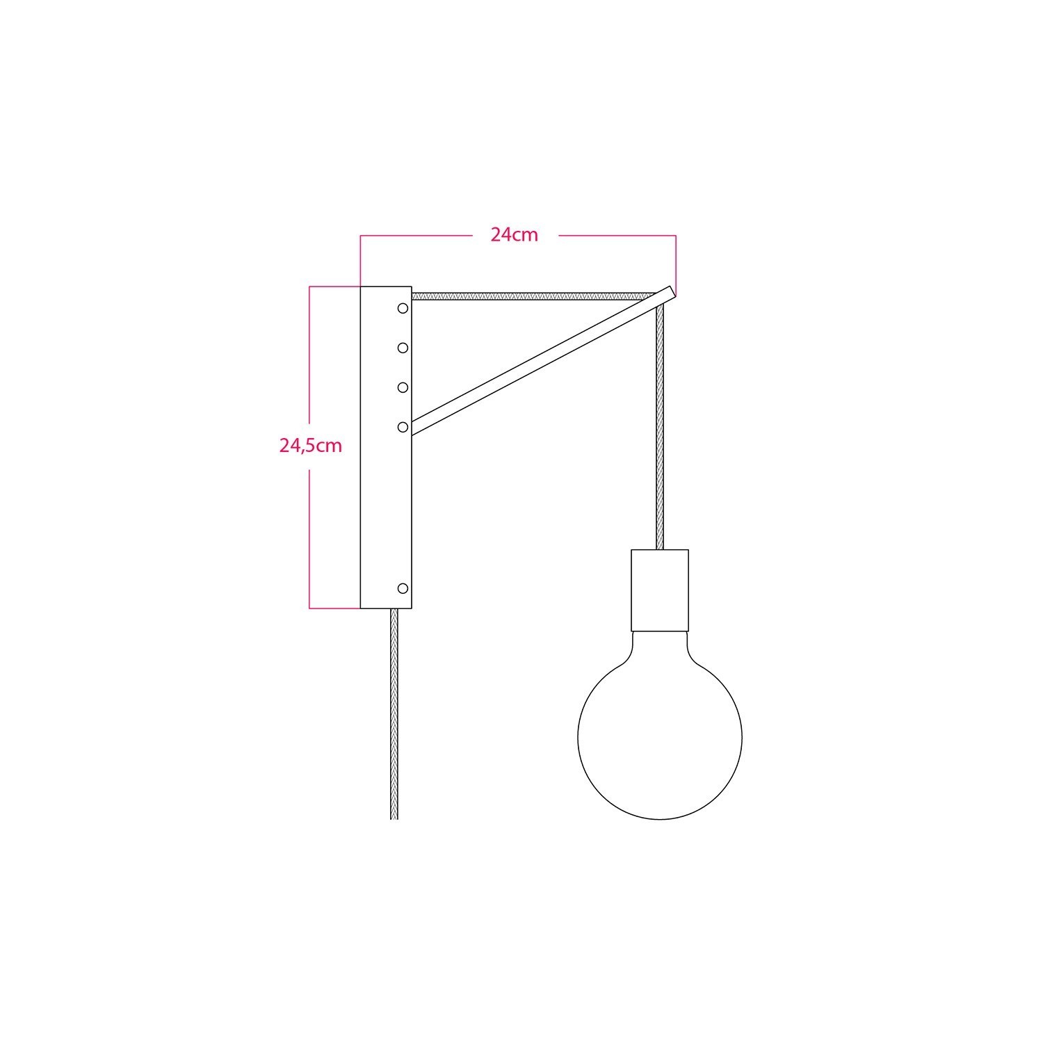 Houten muurlamp met stekker