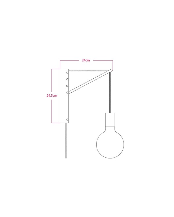 Houten muurlamp met stekker