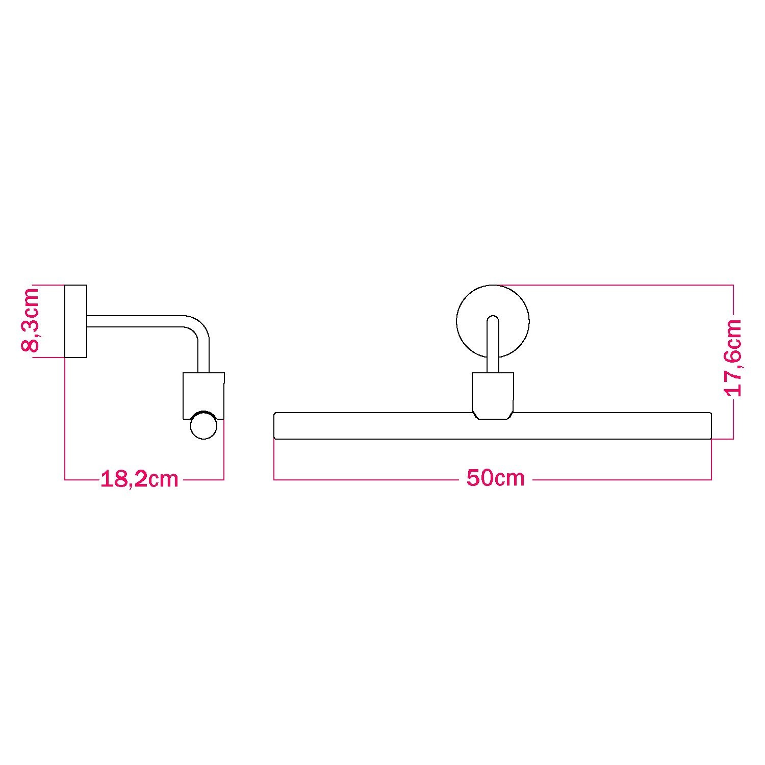 Fermaluce Esse14, metalen muurlamp met gebogen verlenging