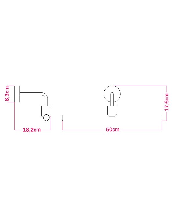 Fermaluce Esse14, metalen muurlamp met gebogen verlenging