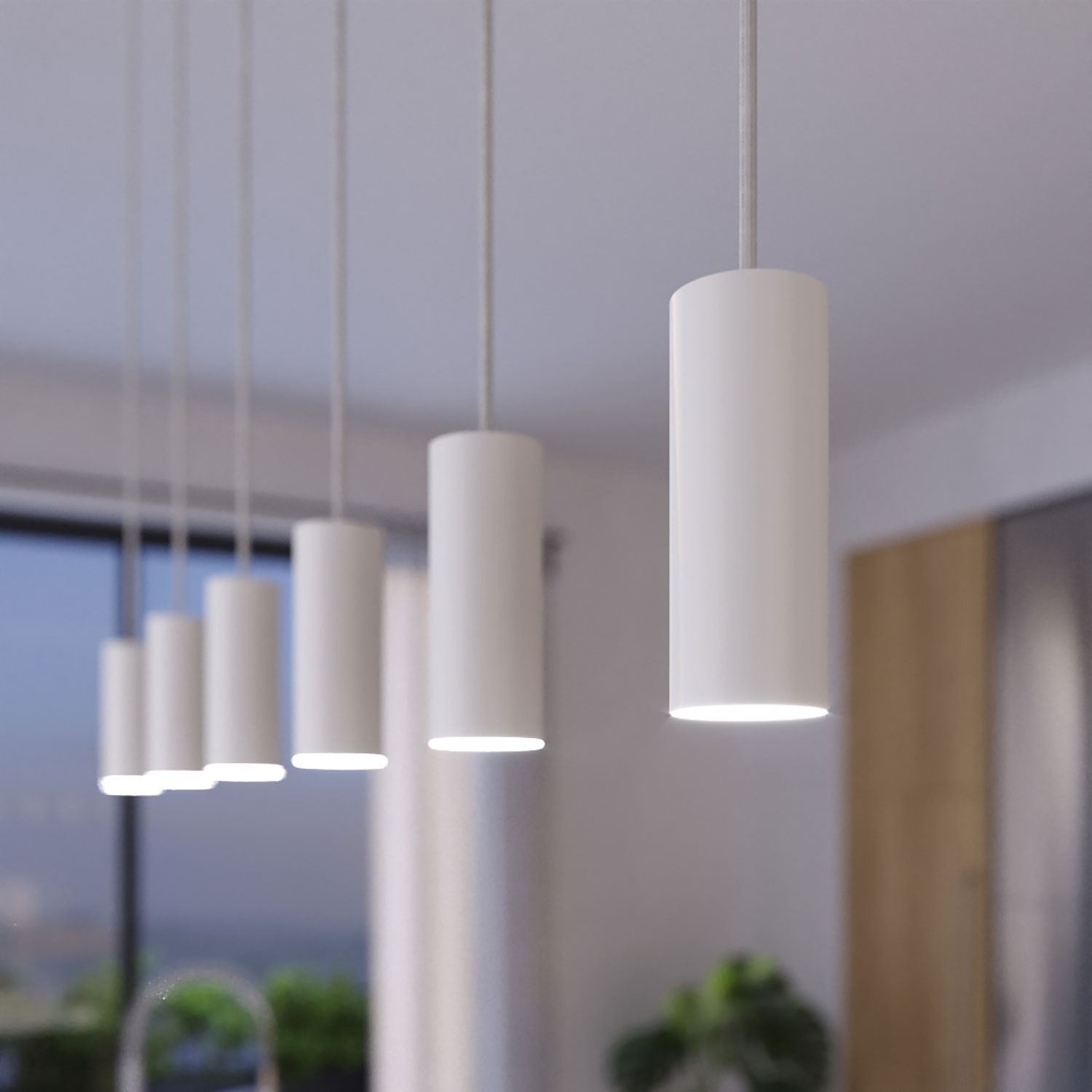 3 lichts-hanglamp voorzien van XXL rechthoekige Rose-One 675 mm compleet met strijkijzersnoer en Tub E14 metalen lampenkap