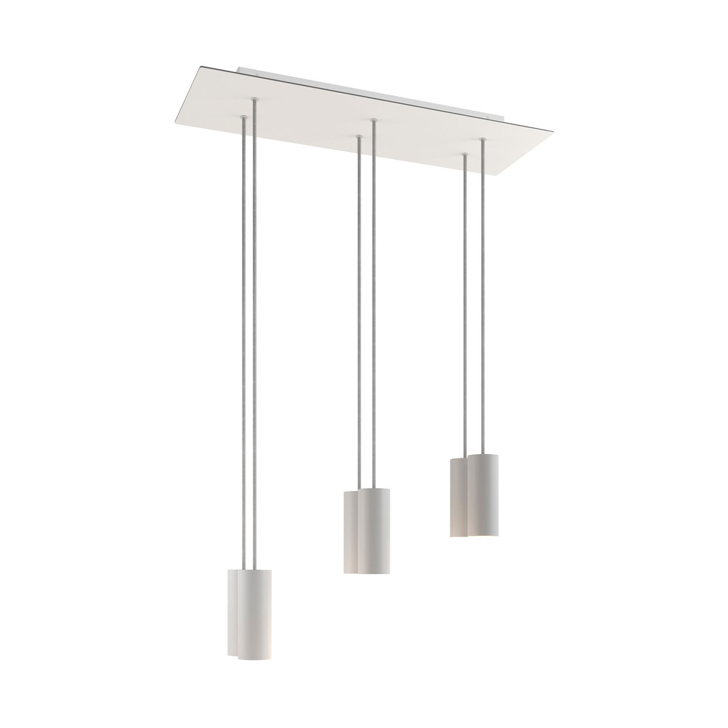 6 lichts-hanglamp voorzien van XXL rechthoekige Rose-One 675 mm compleet met strijkijzersnoer en Tub E14 metalen lampenkap