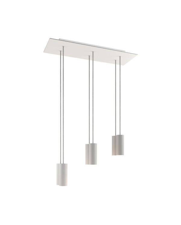 6 lichts-hanglamp voorzien van XXL rechthoekige Rose-One 675 mm compleet met strijkijzersnoer en Tub E14 metalen lampenkap